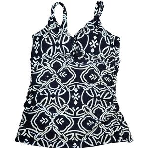 Lands End Tankini Top Womens 6 Ruched Sides Swimsuit
